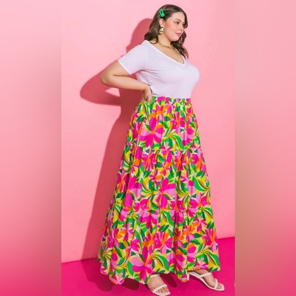 Dresses & Skirts - FLYING TOMATO PLUS SIZE PRINTED POPLIN SKIRT size L